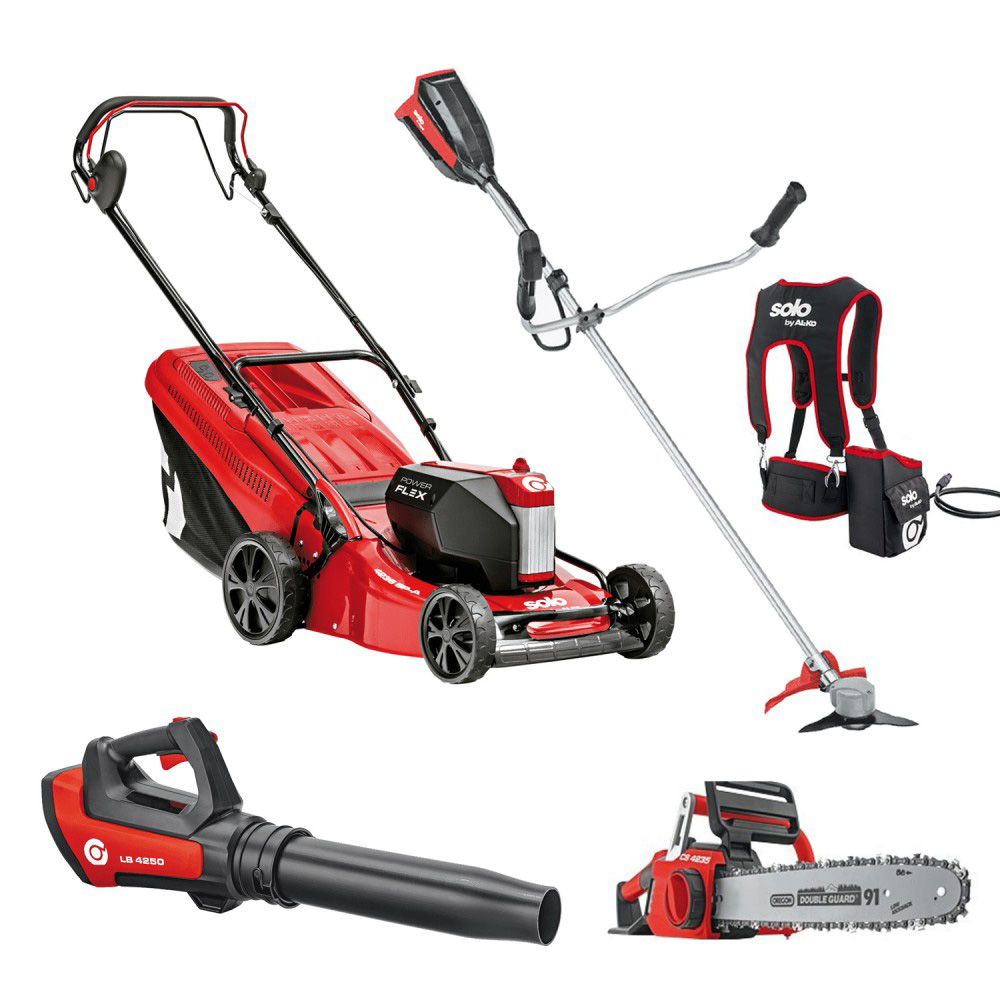Zestaw urządzeń akumulatorowych 42V Power Flex - Kosiarka AL-KO 4237 Li SP + Dmuchawa, Pilarka, Kosa